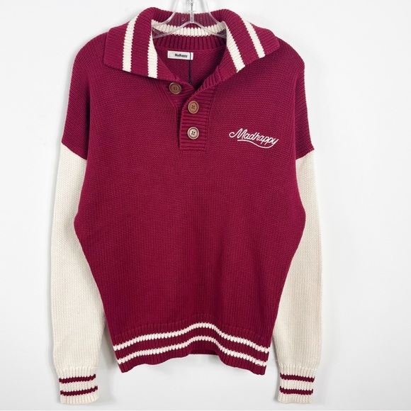 Madhappy Alumni Knit Rugby Long Sleeve Pullover Sweater Size XS